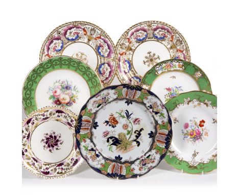 Collection of cabinet plates to include: Derby, Rockingham, Spode etc (7)