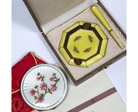 Chinese white metal and guilloche enamel compact enamel ashtray and Chinese paper writing sets (4)