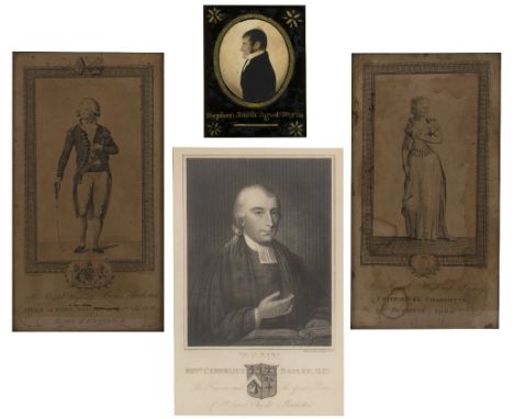 19th Century portrait miniature  on paper, 'Stephen Smith, aged 50 years' unsigned, in reverse glass painted mount, 7cm, a pa
