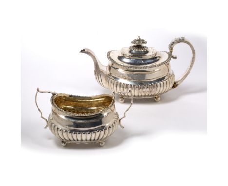 Georgian two piece matched teaset  the teapot bearing marks for possibly Solomon Hougham, Solomon Royes &amp; John East Dix, 