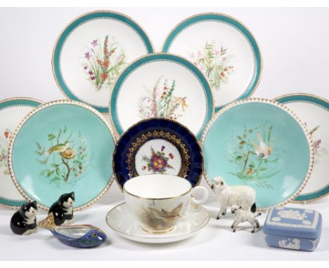 Collection of ceramics and porcelain to include:  Royal Worcester oversized cabinet cup and saucer, painted by James Stinton,