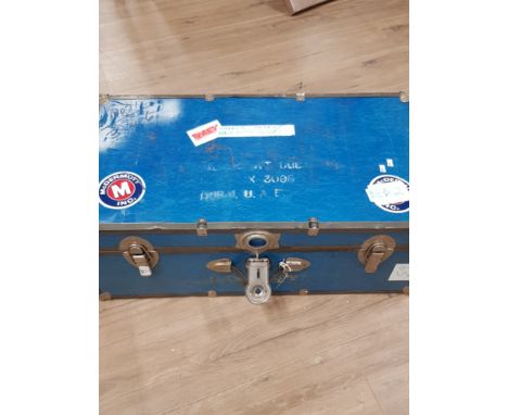 LARGE VINTAGE METAL BOUND TRUNK