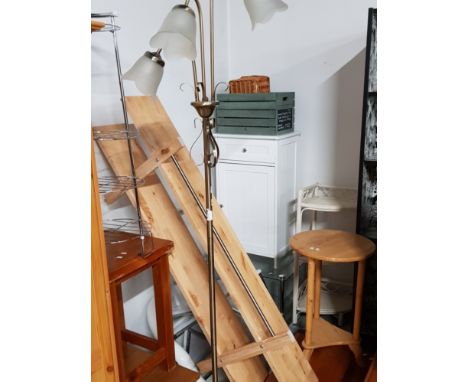 LARGE QUANTITY OF MISCELLANEOUS FURNITURE INCLUDES NESTS OF TABLES AND MODERN UP LIGHTER ETC
