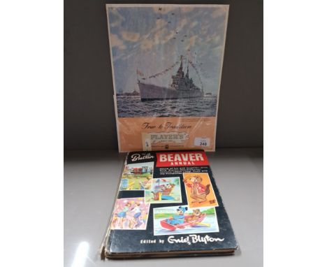 VINTAGE PLAYERS NAVY CUT H.M.S VANGUARD POSTER PLUS BUTLINS BEAVER ANNUAL