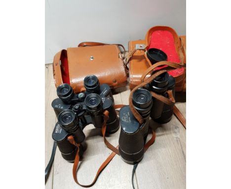 3 PAIRS OF VINTAGE BINOCULARS 2 WITH ORIGINAL CARRY CASE