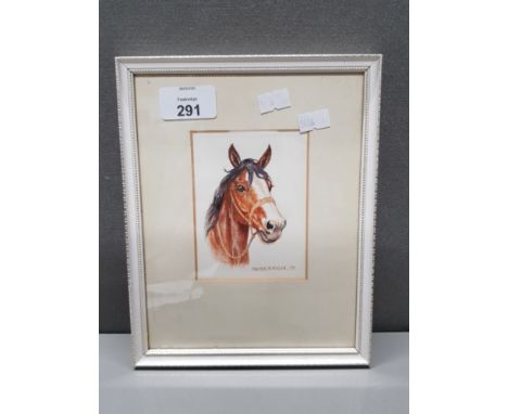 PORTRAIT WATERCOLOUR OF HORSES HEAD SIGNED AND DATED DM EM ALDERSON 1978