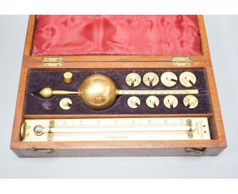 A boxed Everall, London hygrometer, the thermometer with ivory scale