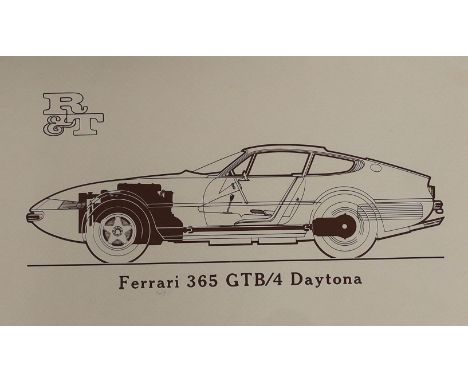 A limited edition sectional print, "Ferrari, 365 GTB/4 Daytona" , 50/100, 24 x 38cm