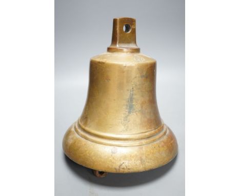 A George V bronze bell. 28 cms high.