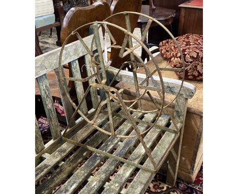 A vintage wrought iron hose reel winder, height 53cm