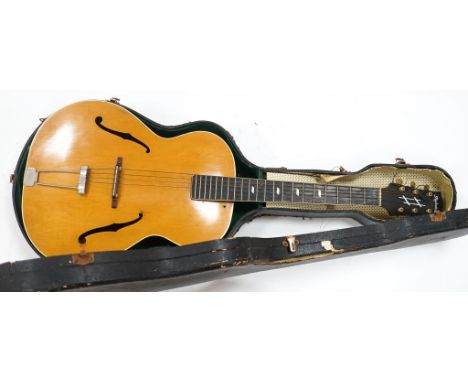 A Radiotone 7812 Jazz Archtop guitar made in the mid to late 1930's in the Czech Republic at Schonbach.Based on the Gibson L5