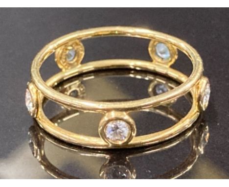 ELSA PERETTI FOR TIFFANY AND CO 18CT YELLOW GOLD AND DIAMOND ‘YARD OF DIAMONDS’ RING SET WITH FIVE BRILLIANT CUT DIAMONDS SIZ