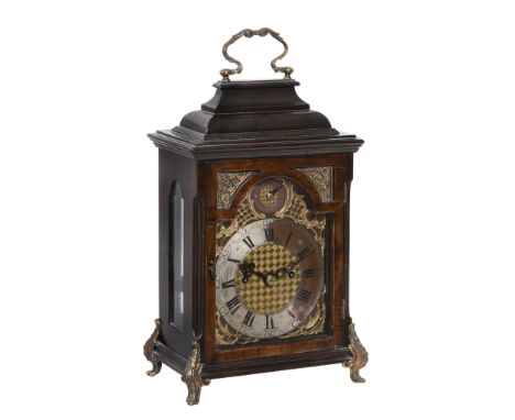  An ebonised table clock,   third quarter of the 18th century and later, the late 19th century English four pillar eight-day 