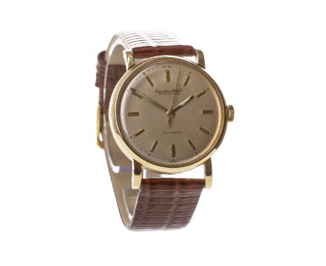 GENTLEMAN'S INTERNATIONAL WATCH CO. EIGHTEEN CARAT GOLD AUTOMATIC WRIST WATCH, signed IWC movement, the round dial with appli