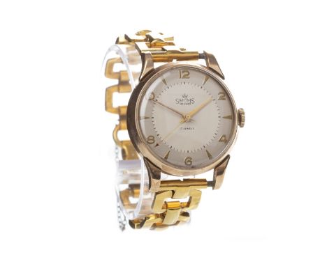 GENTLEMAN'S SMITHS NINE CARAT GOLD MANUAL WIND WRIST WATCH, late 1950s, the round dial with applied Arabic numerals and arrow
