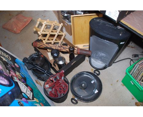Paper shredder, wine rack, cook pot, pepper mill, coffee percolator etc.