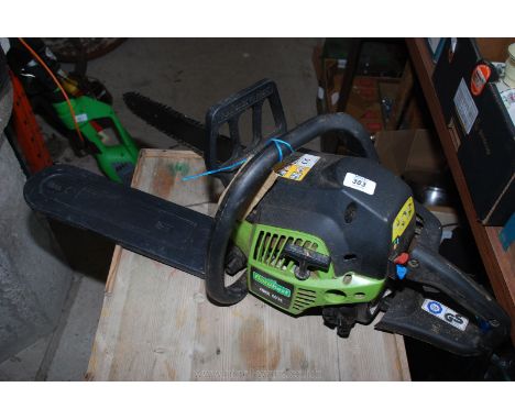 Florabest FBKS4014 petrol chainsaw and guard.