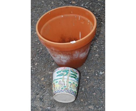 Terracotta planter, 19'' diameter, 16'' high.