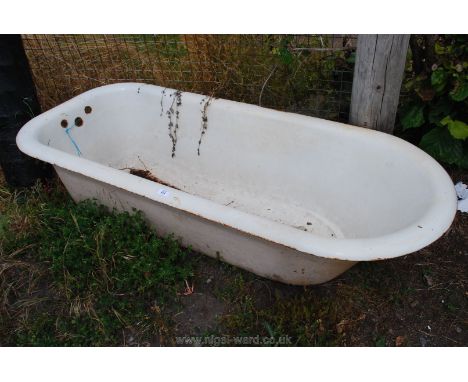 Enamel metal roll top bath
