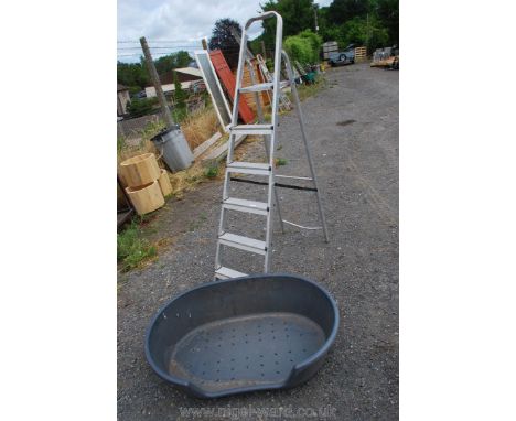 Five rung aluminium step ladder and large pet bed