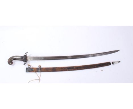 Fine Georgian hunting / officers’ sword, circa 1770, with solid agate hilt, silver guard with pierced and gadrooned border an
