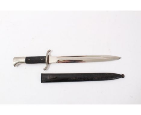 Second World War Nazi Fire brigade dress Bayonet with black checkered plastic grip and polished steel blade (retaining almost