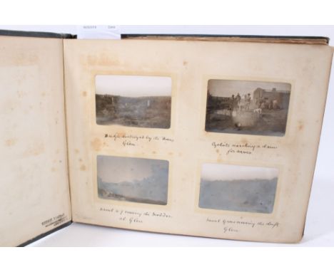 Interesting Boer War Photograph Album containing approximately 98 annotated photographs including General Baden Powell, a Hos
