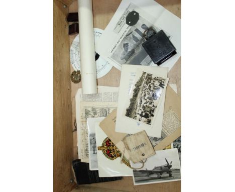 Wooden RAF trunk named to 619661 SGT. G.P. Williams R.A.F. Containing Dog Tag, R.A.F. Cap badges, compass and ephemera relati