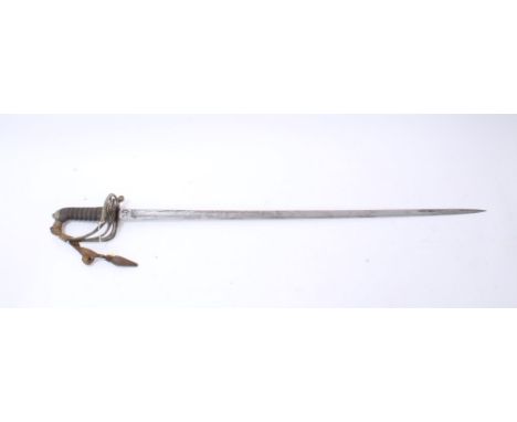 Edwardian 1892 Pattern Infantry Officers Sword, with gothic hilt and J.P. cypher for Jerusalem Police, bullion work dress kno