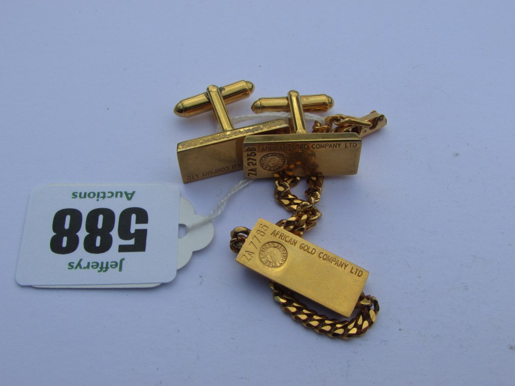 CUFF LINKS, pair of African Gold Company Ltd cuff links, with matching