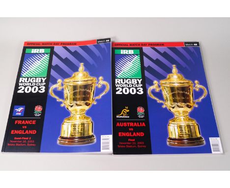 Rugby Union - World Cup 2003, England win, programme for Semi final v France and Final v Australia (2)