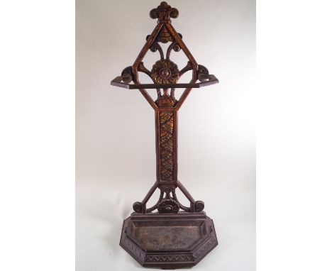 A late Victorian cast iron stick stand, 67cm high