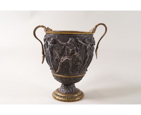 A mid Victorian Elkington vase, after a design Benjamin Schlick, copying an item found in Pompeii, 15.5cm high