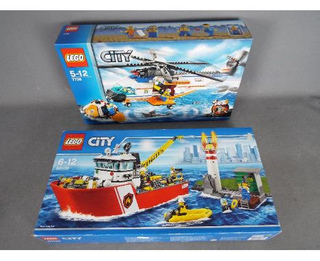 LEGO - # 60109 Fire Boat, # 7738 Coast Guard helicopter from the City range, both are still factory sealed and in Good boxes,