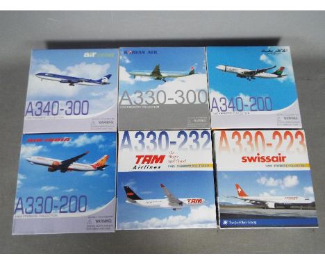 Dragon Wings - A squadron of six boxed diecast model aircraft in 1:400 scale by Dragon Wings. Lot includes #55223 A340-200 'A