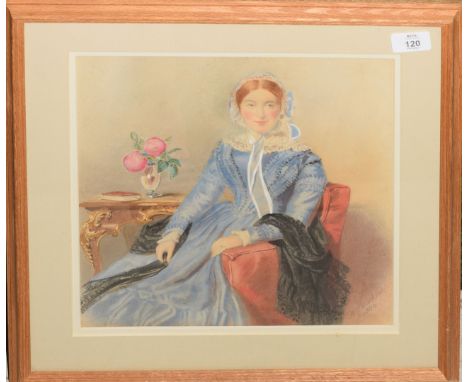 William Buckler, Portrait of a seated lady, said to be Mrs Gibbons, watercolour, signed and dated 1846 lower right, 30 x 30cm
