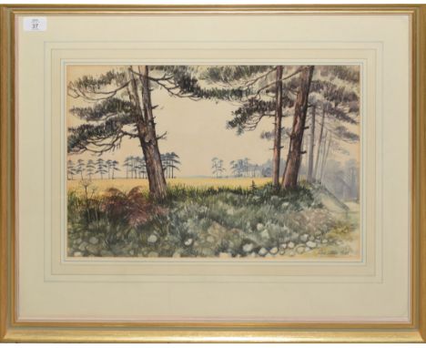 John Sutton, "First Light - Somerton", pen, ink and watercolour, signed, dated 1965 and inscribed with title to lower image, 