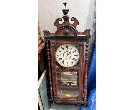 A Victorian wall clock with striking mechanism, height 100cm 