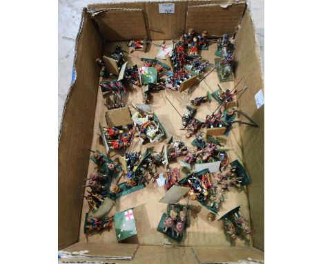 A selection of vintage painted lead soldiers, early Britains style English Civil War 