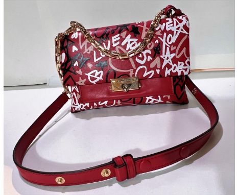 MICHAEL KORS - CECE Graffiti print leather small shoulder bag in red with tags 