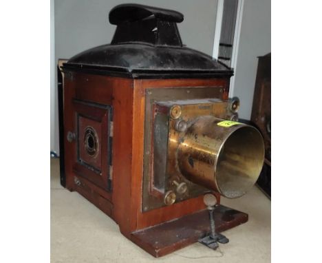 A brass and mahogany magic lantern 