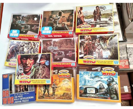 Ten vintage Doctor Who jigsaws by Whitman, various classic scenes (not guaranteed complete) 