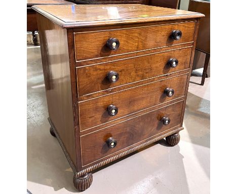A late Georgian mahogany commode with 4 false drawer fascias; a Georgian dining chair 