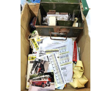 A Lancashire Bus ticket machine; a large selection of bus memorabilia 