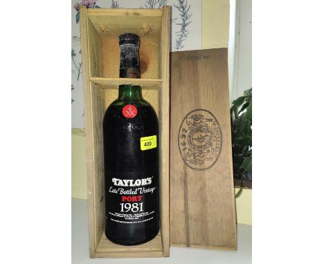 A late bottled vintage 1981 wooden boxed Magnum of Taylors Port 