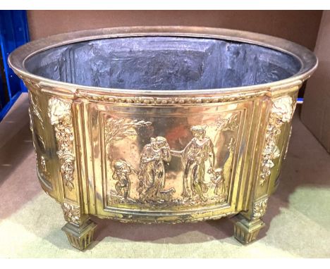 An ormolu oval planter in the neoclassical style, 36cm wide 