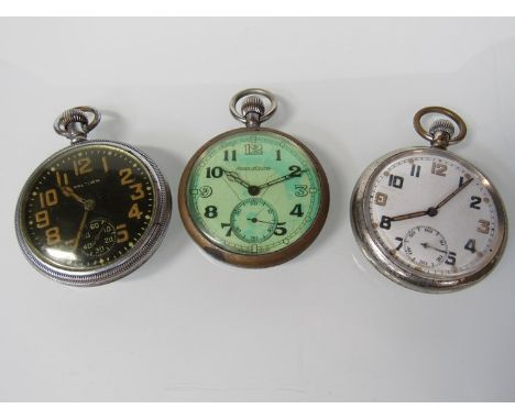 Three 1940's government issue/military pocket watches including Jaeger LeCoultre and Waltham