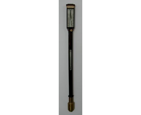 A moulded top slim cased mahogany station marine barometer with bone scales, maker Alex Alexander, Optician to Her Majesty, 6