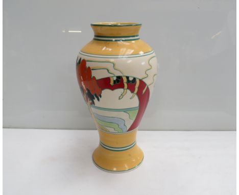 A Wedgwood Clarice Cliff Bizarre pattern baluster vase, 30.5cm high 