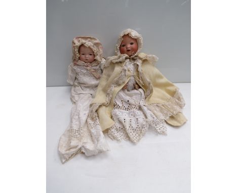 Two Armand Marseille bisque head baby dolls, one with open mouth, head repaired, a/f